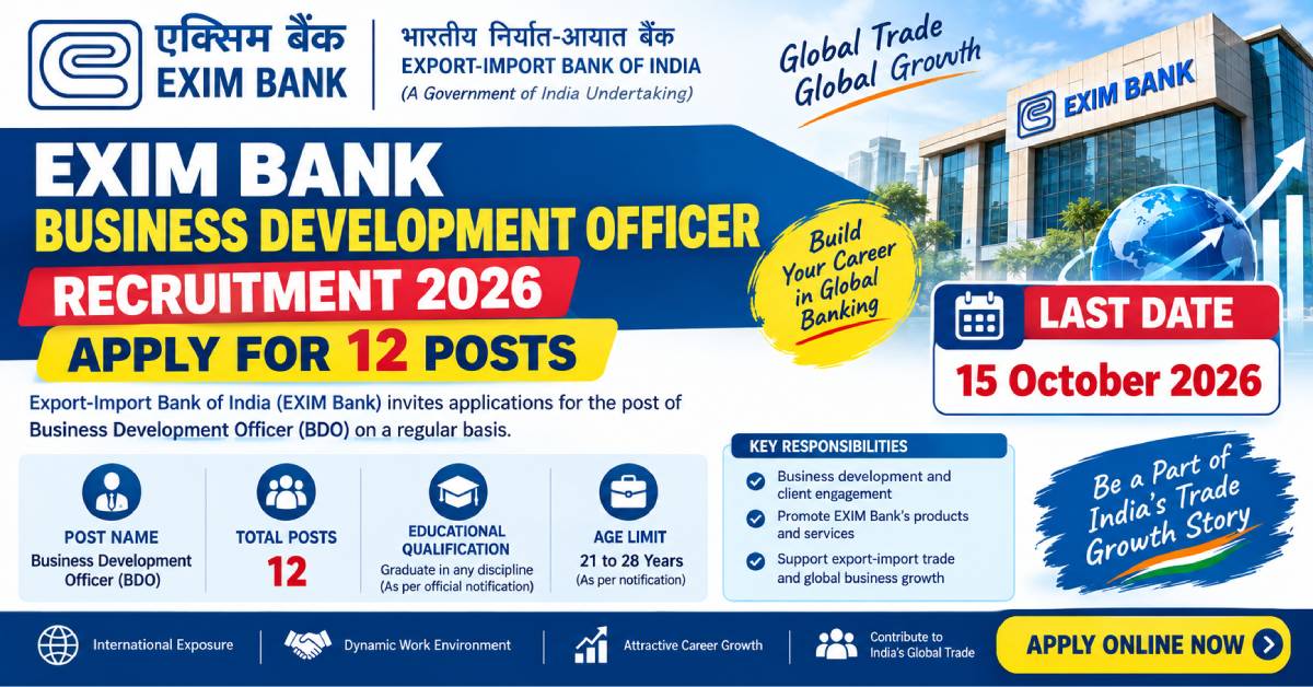 Exim Bank Business Development Officer Recruitment 2026 12 Posts
